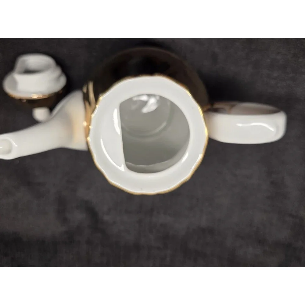 Vintage Mayer Wiesau Bavaria Gold Porcelain Demi Tasse Coffee Set 5pc Mokka